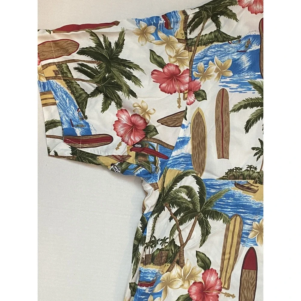 Vtg Eddie D Mens Hawaiian Shir 3XB Short Sleeve 100% Rayon Coconut Shell Buttons